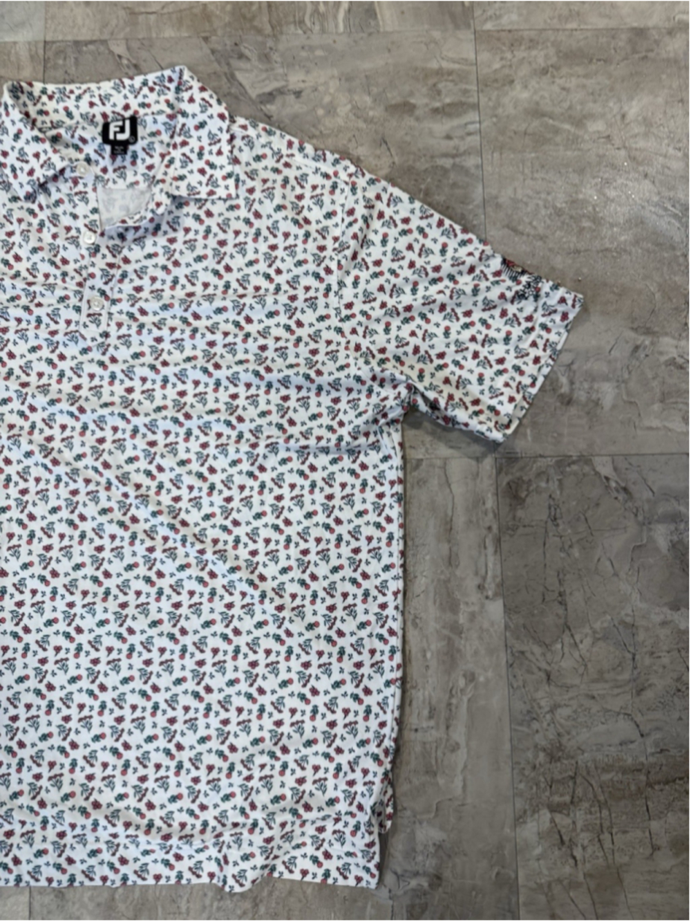 FootJoy Mens Floral Golf Polo Shirt Pink Short Sleeve Size L Shannopin CC PA